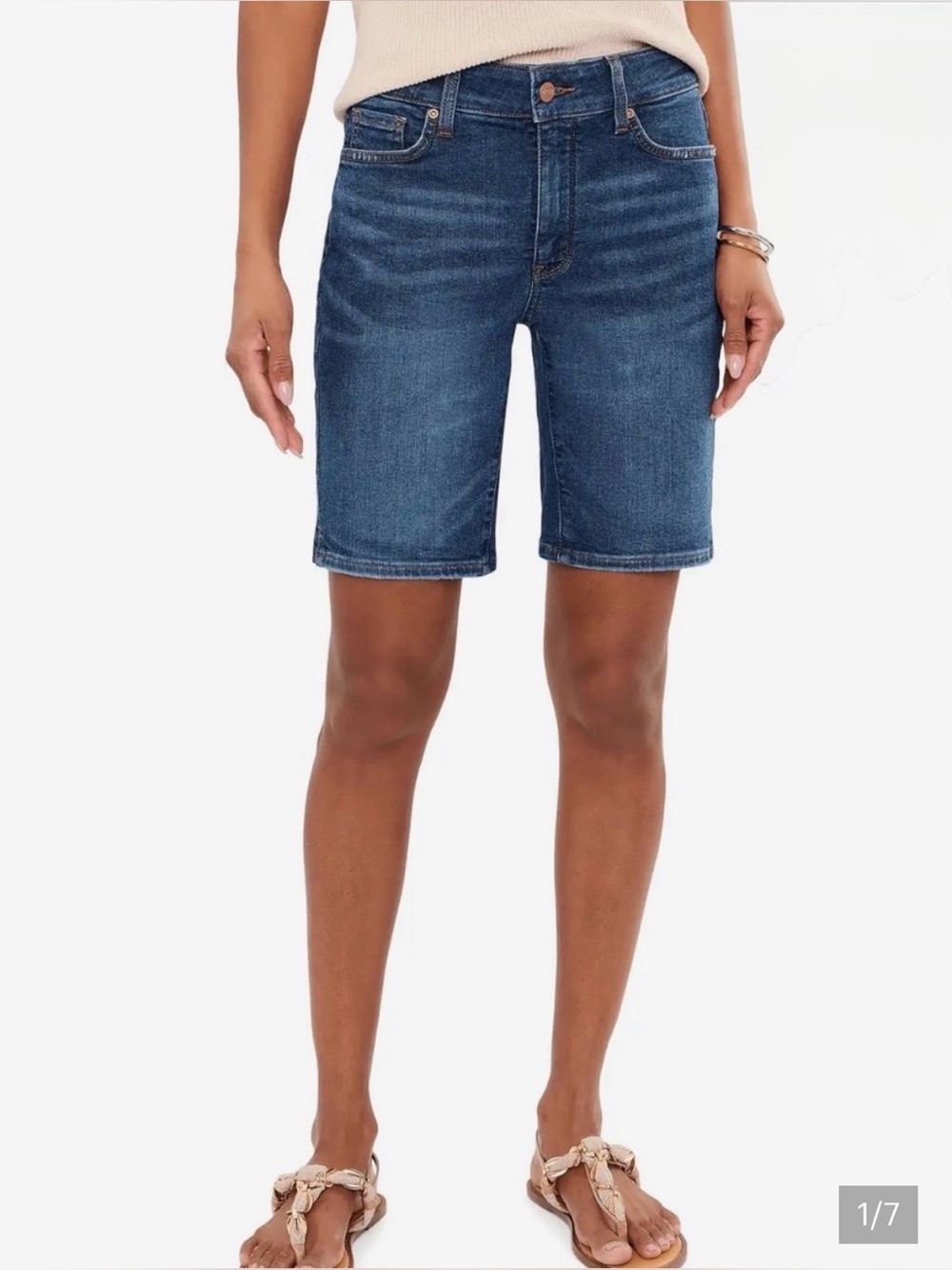NYDJ Lift Tuck Ella Denim Bermuda Shorts Womens 10 Medium Wash Blue